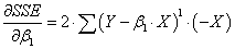 deriv = 2*SUM(Y - beta1*X)^1 * (-X)